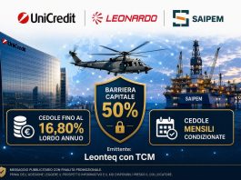 Unicredit, Leonardo e Saipem: barriera capitale al 50% e cedole fino al 16,80% annuo in un certificato softcallable con TCM LEONTEQ TCM CERTIFICATI AZIONI