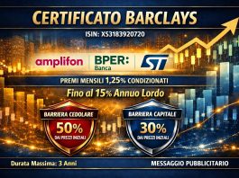 Tre azioni italiane, barriera capitale al 30% e premi fino al 15% annuo lordo barriera 30%