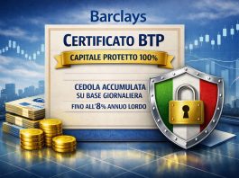 Barclays – Un certificato a capitale protetto 100% che paga l’8% annuo se il rendimento del BTP resta sotto il 4,50% certificato sul BTP capitale protetto