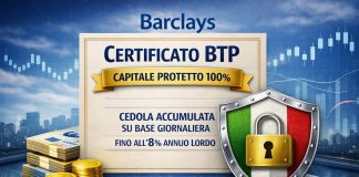 Barclays – Un certificato a capitale protetto 100% che paga l’8% annuo se il rendimento del BTP resta sotto il 4,50% certificato sul BTP capitale protetto