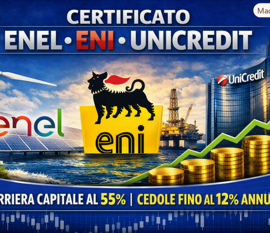 Santander – Un certificato su Enel, Eni e Unicredit, barriera capitale al 55% e cedole fino al 12% annuo enel eni unicredit